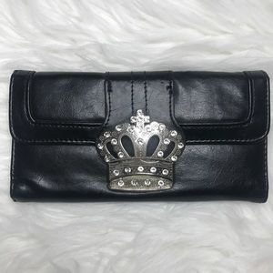 Vegan Leather Queen Crown Black wallet